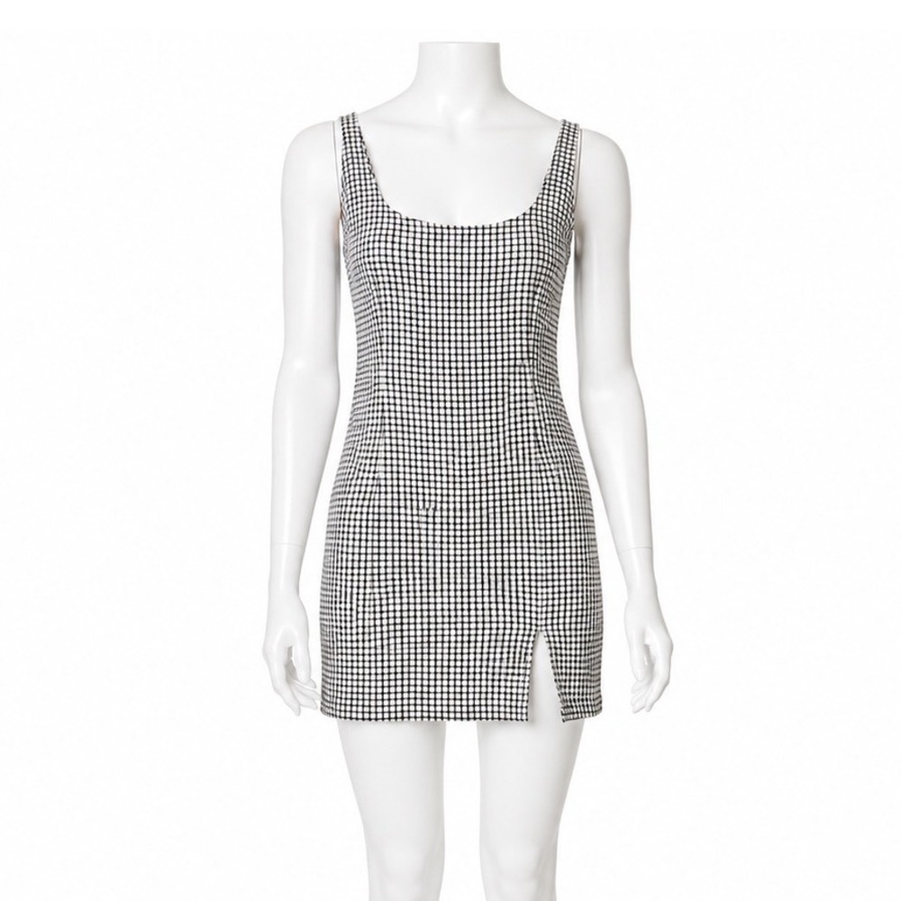 Abercrombie Fitch Linen Blend Gingham Mini Tank Dress Women's XS Tie Back
